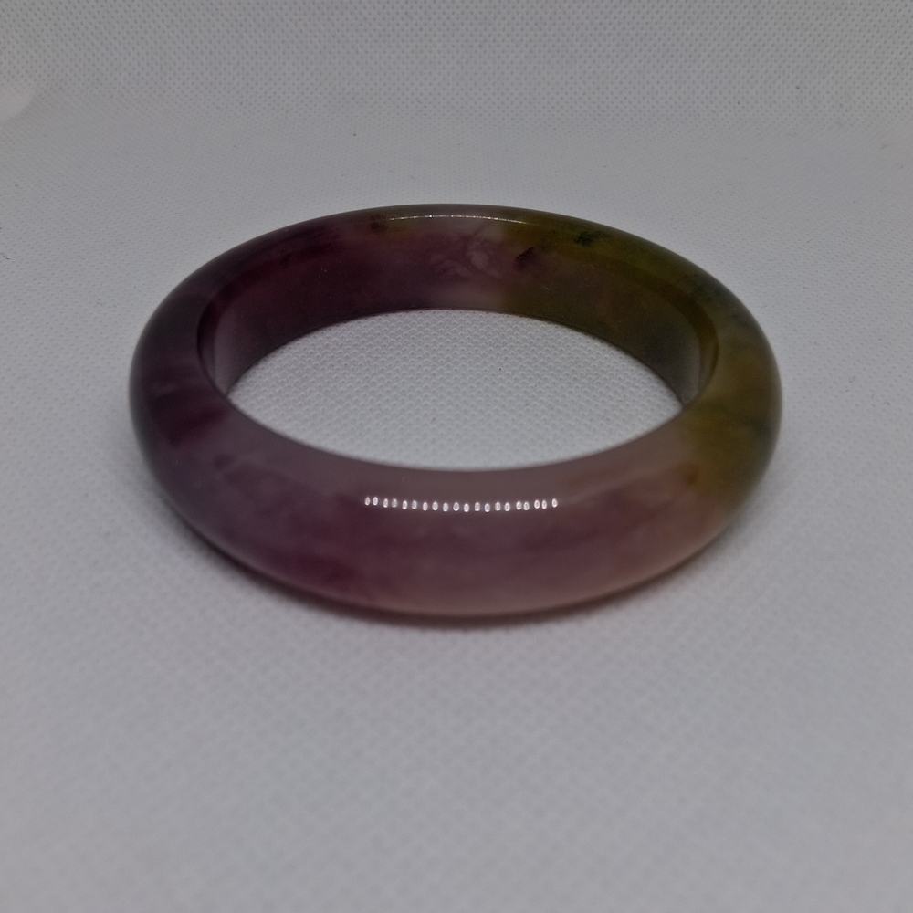 Multicolor Translucent Stone Bangle - Purple & Olive Tones